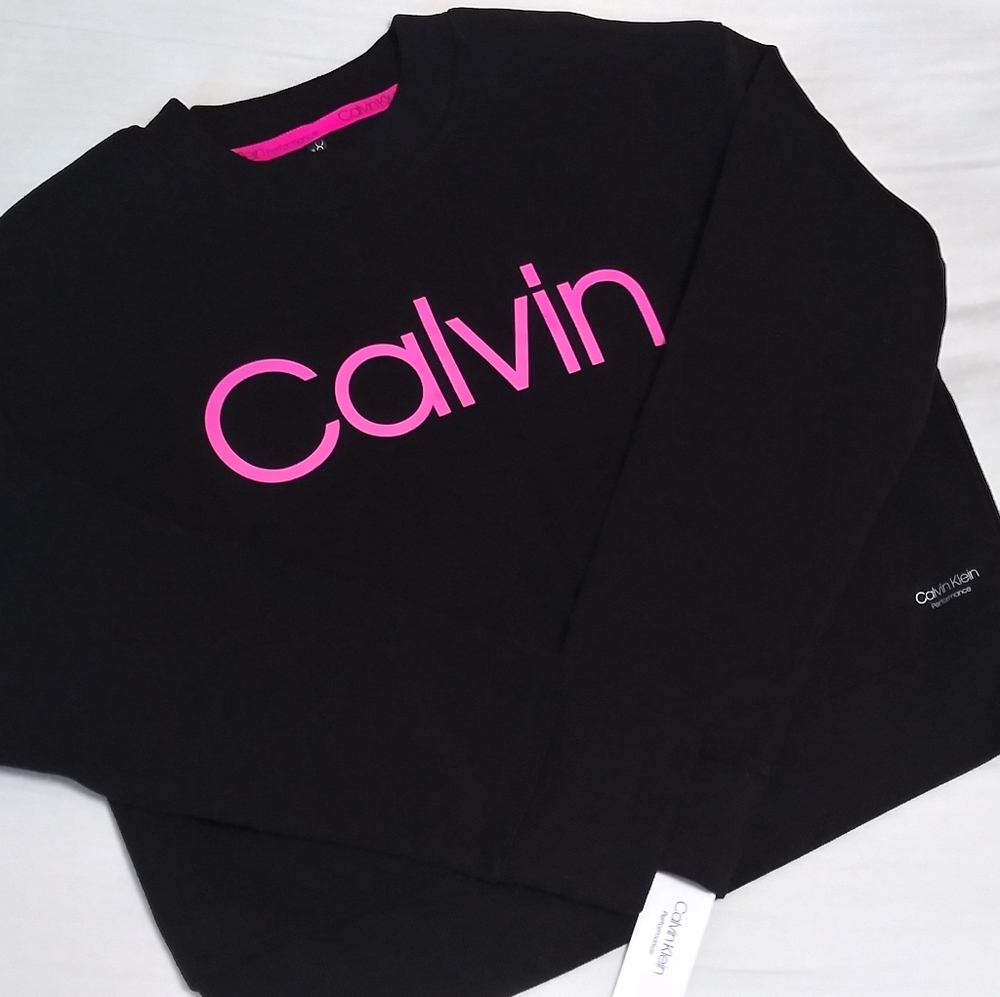 Calvin Klein Black and Pink Performance Sweatshirt - Picture 1 of 3